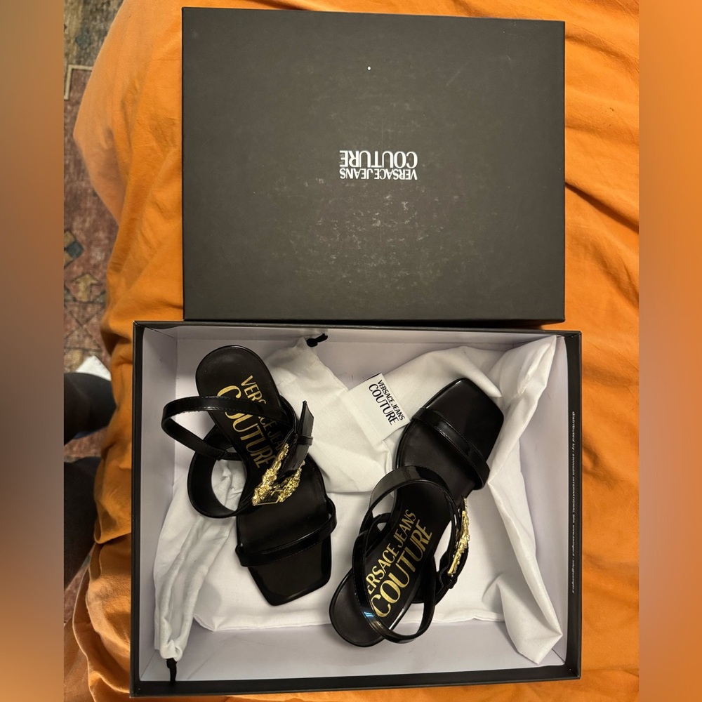 Versace Jeans Couture Black Emily Heels Sandals